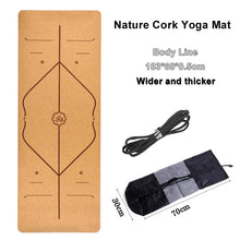Afbeelding in Gallery-weergave laden, Jusenda 183X68cm Natural Cork TPE Yoga Mat For Fitness 5mm Sport Mats Pilates Exercise Non-slip Yoga mat With Position Body Line