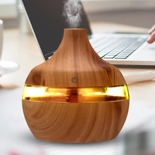Afbeelding in Gallery-weergave laden, Wood Grain Essential Oil Aromatherapy Diffuser USB Charging Home Air Humidifier Purify Soothing LED Night Light Mist Maker