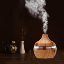 Afbeelding in Gallery-weergave laden, Wood Grain Essential Oil Aromatherapy Diffuser USB Charging Home Air Humidifier Purify Soothing LED Night Light Mist Maker
