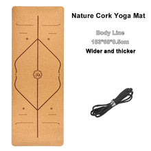 Afbeelding in Gallery-weergave laden, Jusenda 183X68cm Natural Cork TPE Yoga Mat For Fitness 5mm Sport Mats Pilates Exercise Non-slip Yoga mat With Position Body Line
