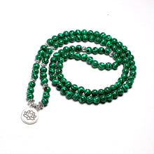 Afbeelding in Gallery-weergave laden, Tibetan 108 Mala Bracelet Malachite Stone Beads Bracelets Yoga Lotus OM Buddha 6 MM
