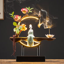 Afbeelding in Gallery-weergave laden, Waterfall Backflow Incense Burner Ladies Incense Stick Holder Buddha Home Decoration Ceramic Burner Handmade Flower Censer
