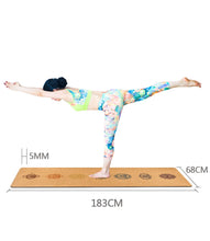 Afbeelding in Gallery-weergave laden, Jusenda 183X68cm Natural Cork TPE Yoga Mat For Fitness 5mm Sport Mats Pilates Exercise Non-slip Yoga mat With Position Body Line
