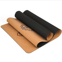 Afbeelding in Gallery-weergave laden, Jusenda 183X68cm Natural Cork TPE Yoga Mat For Fitness 5mm Sport Mats Pilates Exercise Non-slip Yoga mat With Position Body Line
