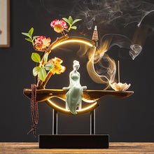 Afbeelding in Gallery-weergave laden, Waterfall Backflow Incense Burner Ladies Incense Stick Holder Buddha Home Decoration Ceramic Burner Handmade Flower Censer
