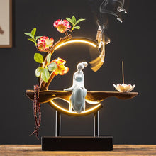 Afbeelding in Gallery-weergave laden, Waterfall Backflow Incense Burner Ladies Incense Stick Holder Buddha Home Decoration Ceramic Burner Handmade Flower Censer
