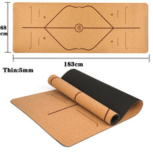 Afbeelding in Gallery-weergave laden, Jusenda 183X68cm Natural Cork TPE Yoga Mat For Fitness 5mm Sport Mats Pilates Exercise Non-slip Yoga mat With Position Body Line
